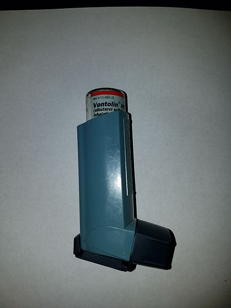 Photo of albuterol inhaler.