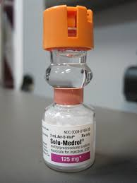 Photo of methylprednisolone vial for intravenous use