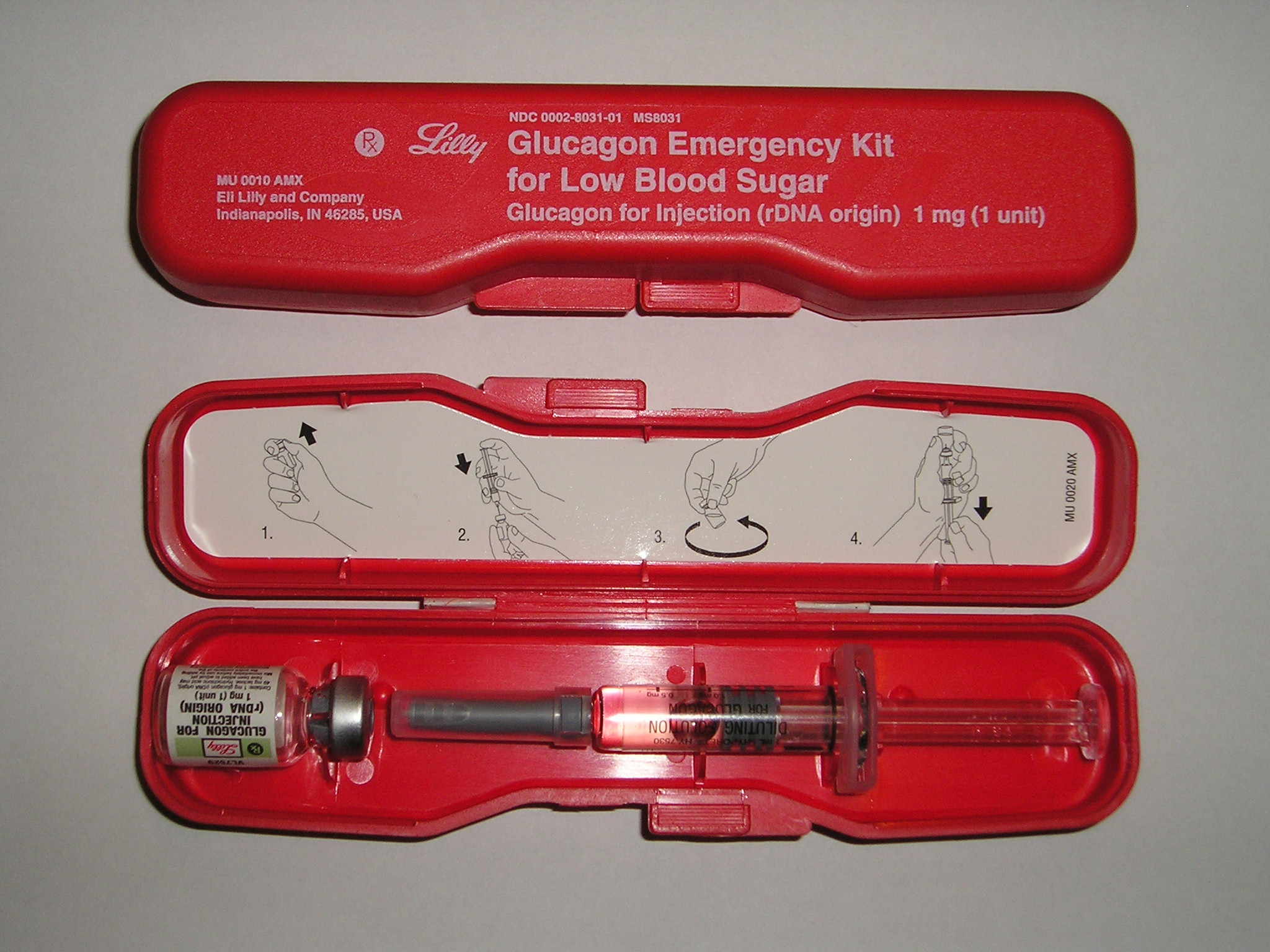 Photo showing emergency glucagon kit.