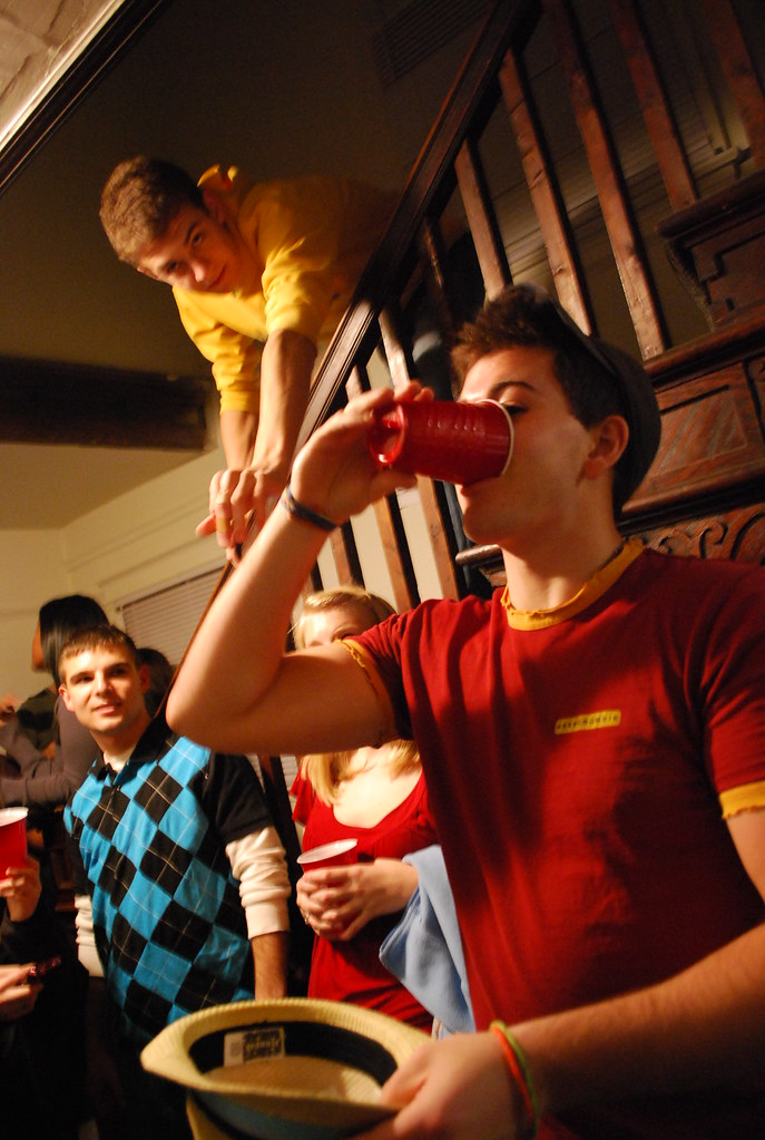 Kids drinking at a party