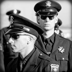 Cops stand in line at Oakland police memorial