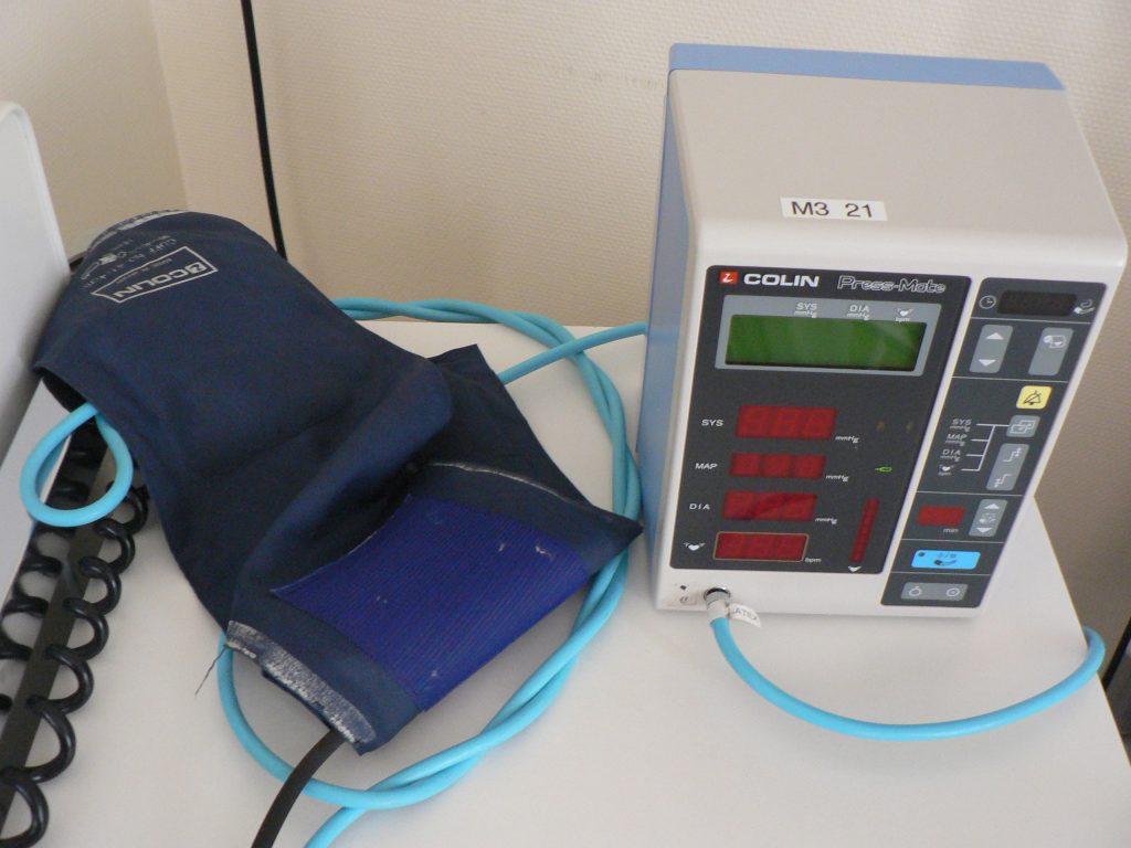 Photo of an automatic blood pressure monitor