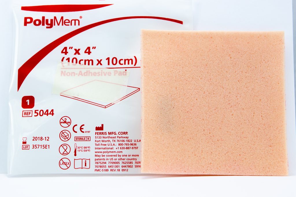Photo showing foam dressing and packaging