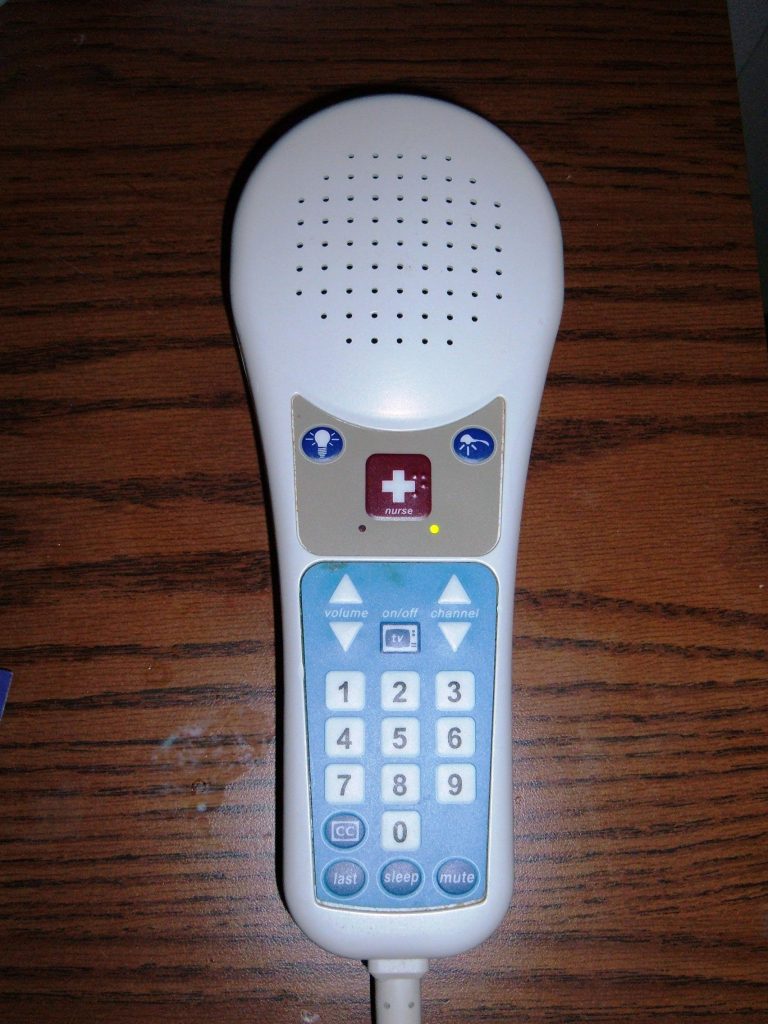 Photo showing closeup of a patient's call light