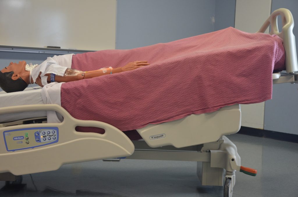 Image showing simulated patient in Trendelenburg Position