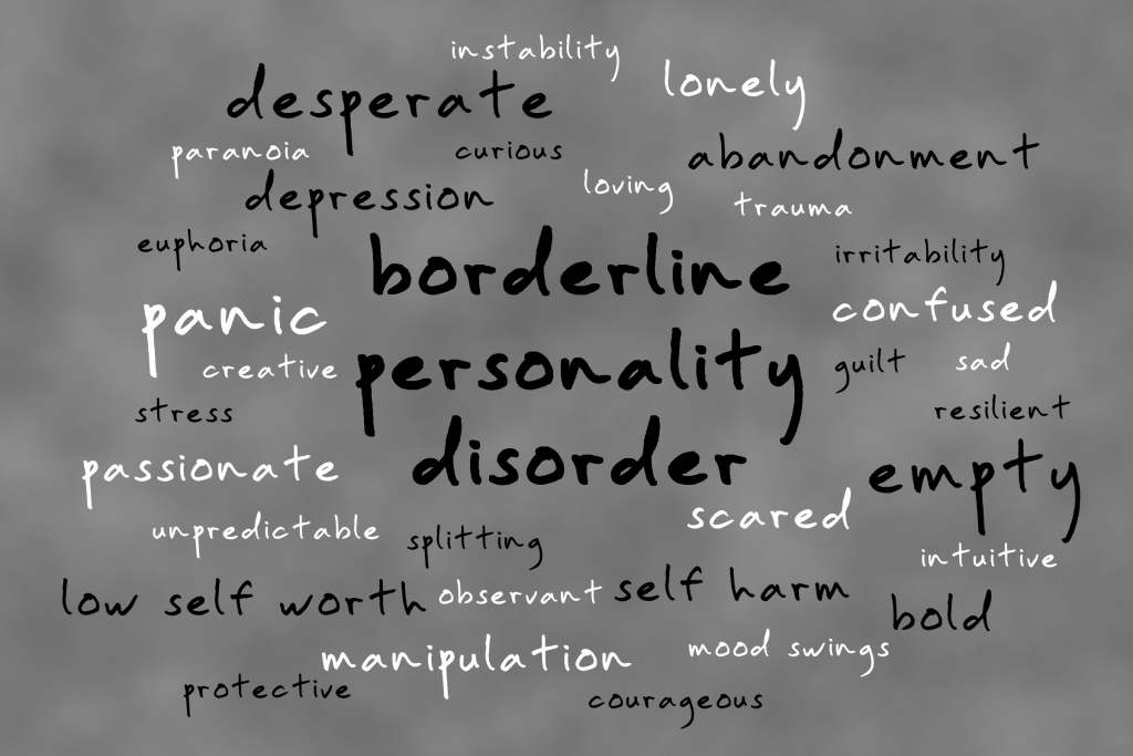Image of a word cloud based on Borderline Personality Disorder