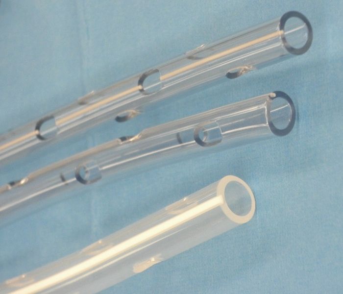 Photo showing a closeup of chest tubes
