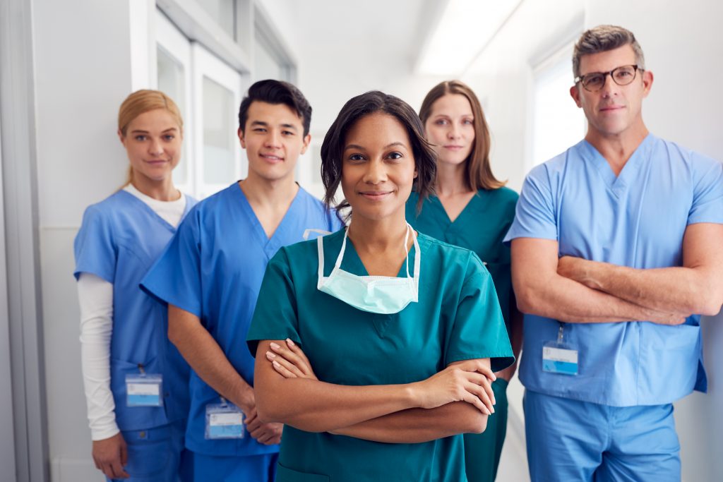 Photo showing a group of individuals in a simulated Nurse Residency Program