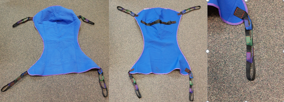 Photos showing the Front, back and loops of a Full-Body Sling