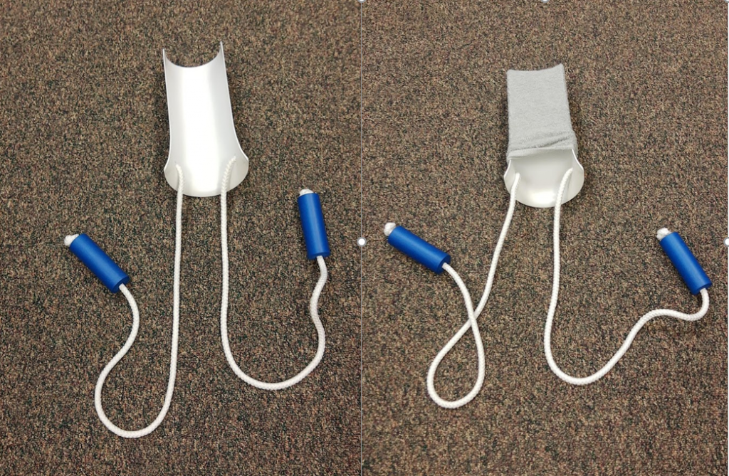 Photo showing process of Placing a Sock on the Sock Aid