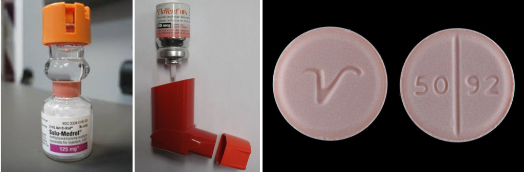 Photos showing various formulations of corticosteroids