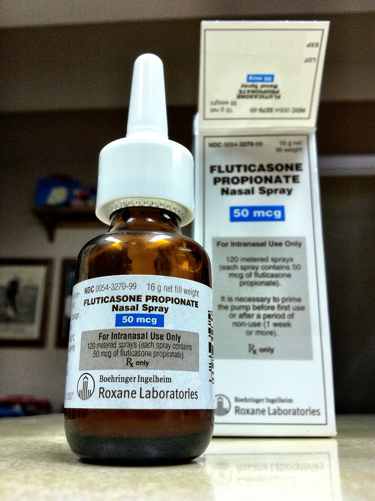 Photo of Fluticasone nasal spray and package