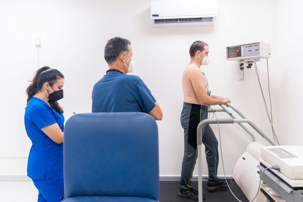 Image showing medical personnel observing a patient undergoing cardiac stress testing
