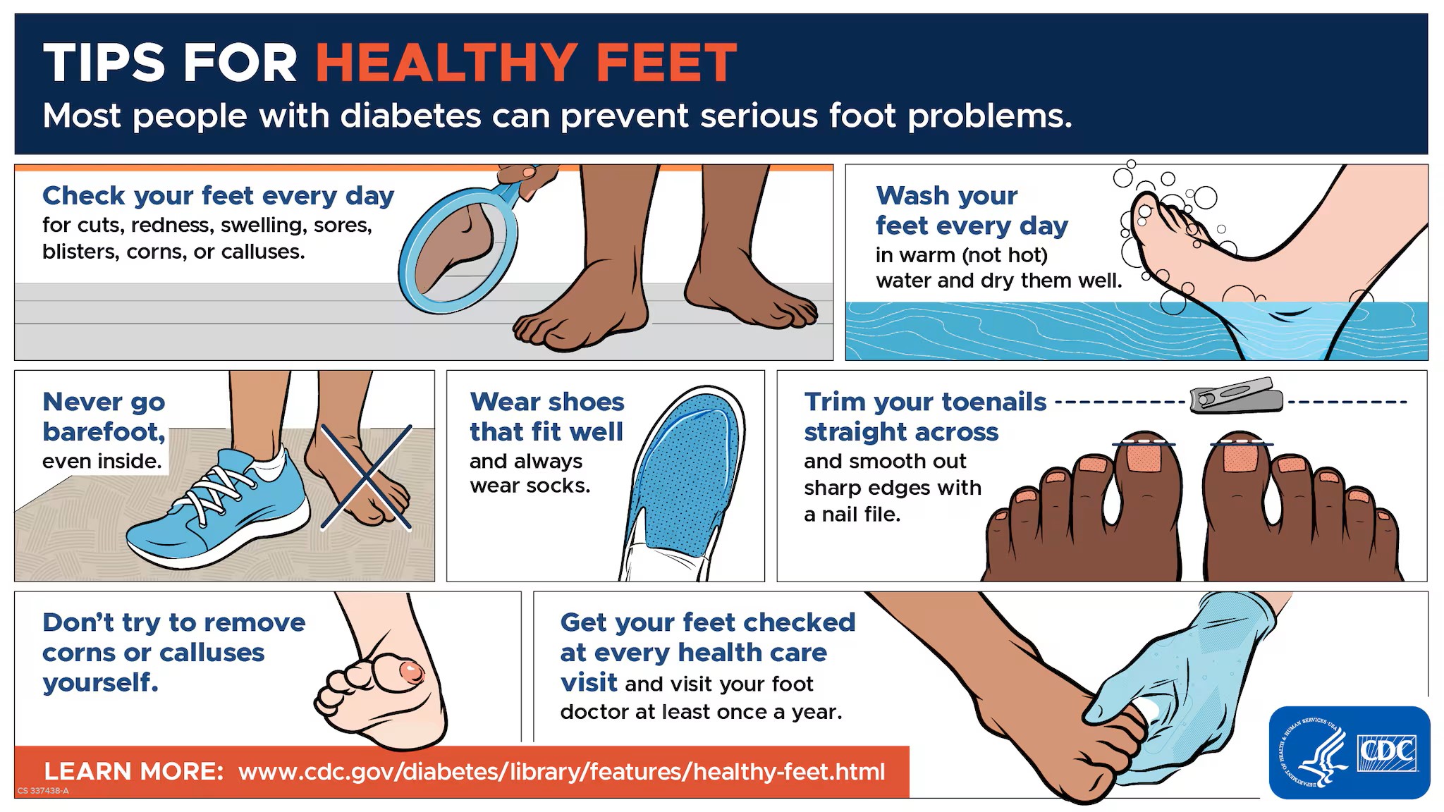 Infographic showing Tips for Healthy Feet