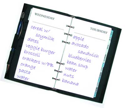 Image showing a Sample Weekly Food Record