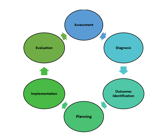 Image showing the nursing process as a flow chart