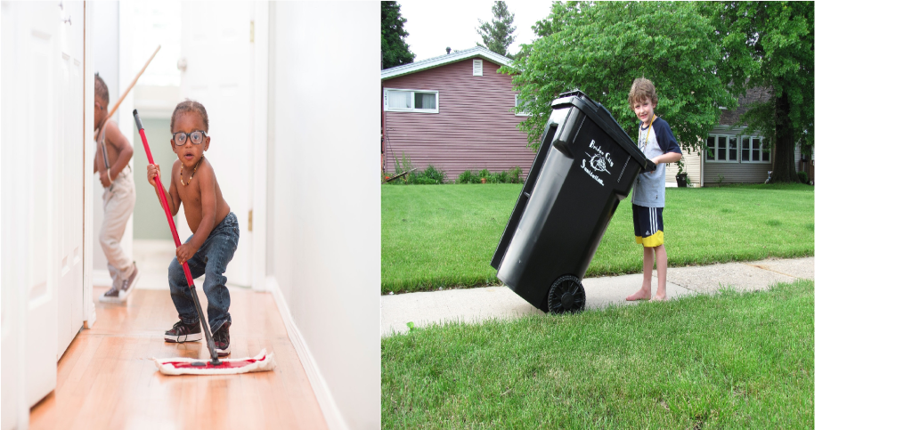 Images showing Children Learning Responsibility By Performing Household Chores