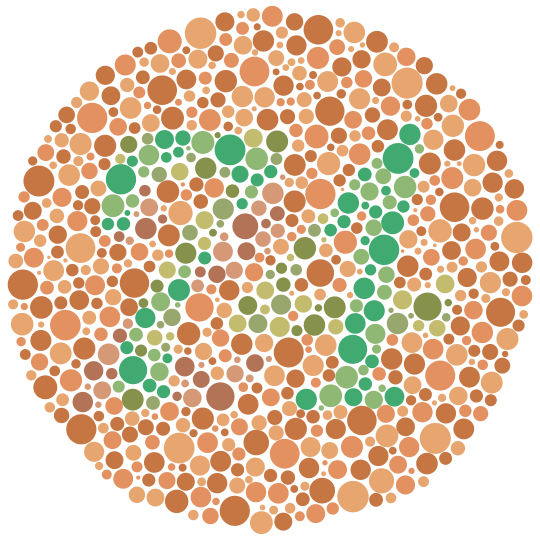 Illustration showing a test used to diagnose color blindness