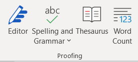 Image showing the proofing group tab