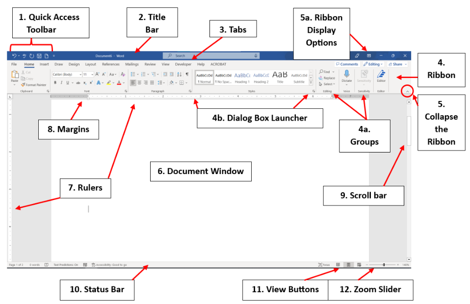 Image showing Features of the Microsoft Word Document Screen