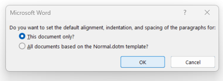 Image showing paragraph dialog box default prompt