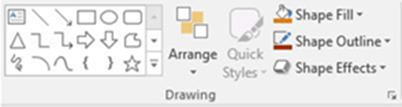 Image showing the Insert Shapes and Shape Styles Groups on the Shape Format Tab