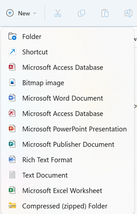 Image showing Select Folder from the New dropdown menu in Windows 11