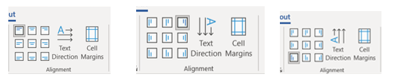 Image showing the text direction command menus