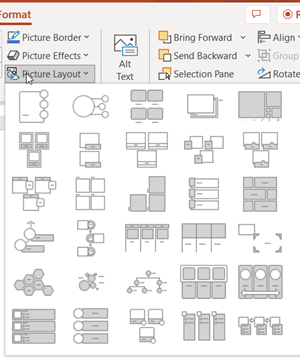 Image showing options for the picture layout feature