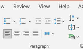 Image showing the paragraph group on the home tab