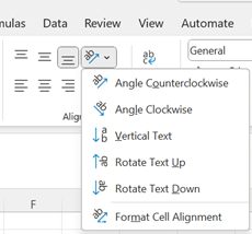 Image showing the orientation command menu