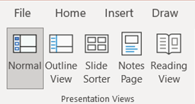 Image showing the view options in the presentation views Group