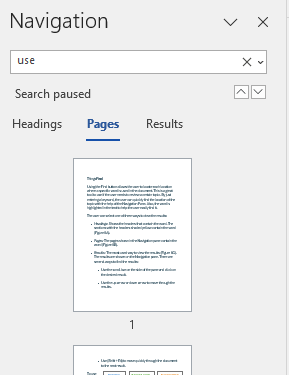 Image showing Navigation Pane and Results using Pages