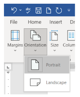 Image showing the orientation dropdown menu