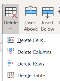 Image showing the rows and columns group on the layout tab