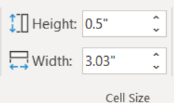 Image showing the table row height box