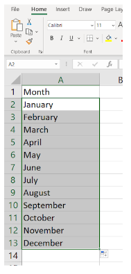 Image showing content autofilled into new cells based on previously selected content