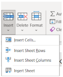 Image showing insert command menu