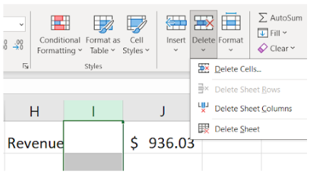 Image showing delete dropdown menu