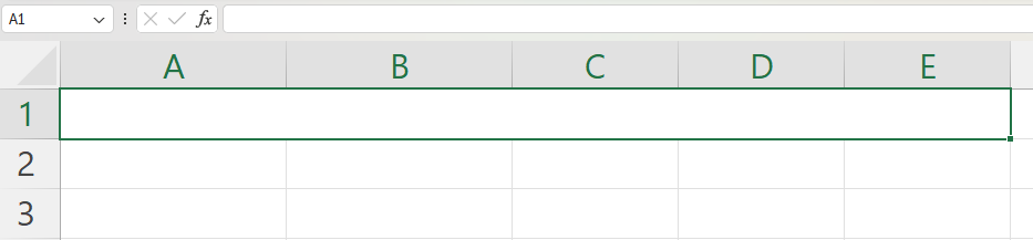 Image showing cells A 1 through E 1 selected and merged