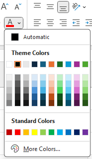 Image showing additional font color options