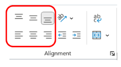 Image showing alignment group commands