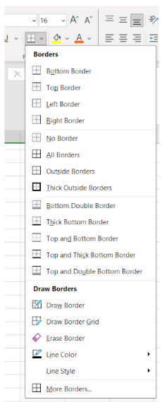 Image showing the border command menu