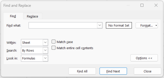 Image showing addition options available with the options button clicked