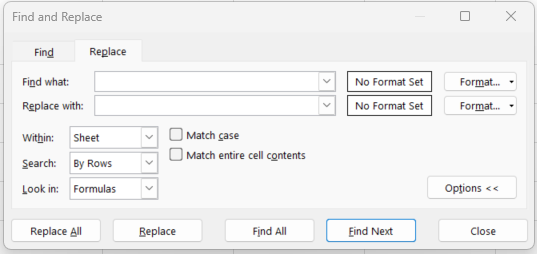 Image showing additional options available with options button selected