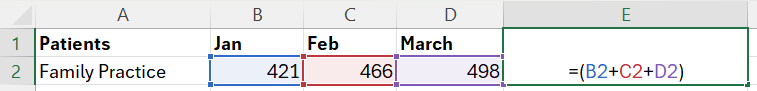 Image showing that the numbers or cell addresses can be placed in parentheses