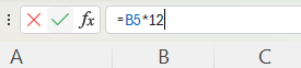 Image showing the three commands in the formula bar