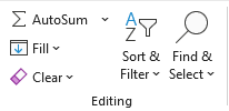 Image showing the editing group on the home tab