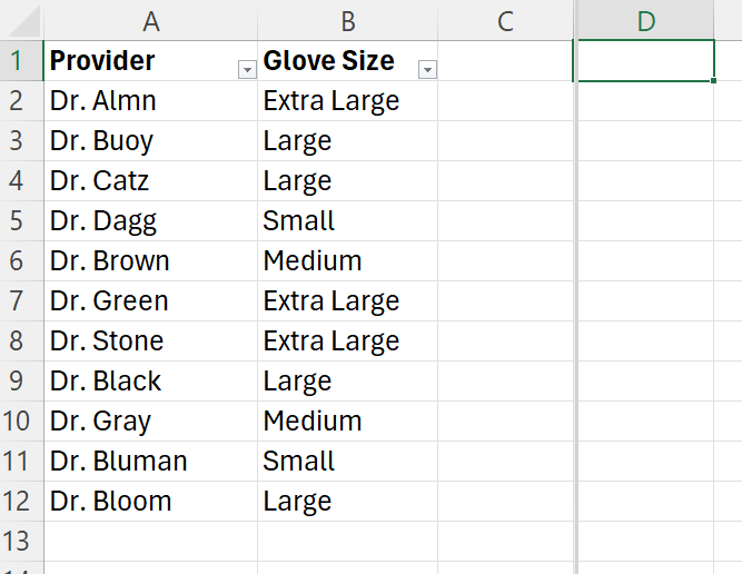 Image showing how the split will occur to left of any cell in row one, so long as it isn't A 1