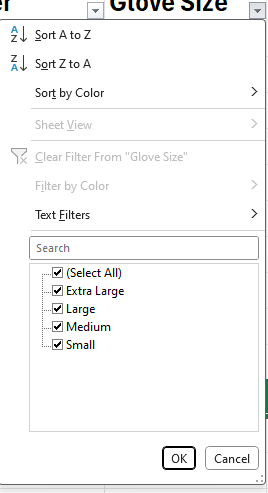 Image showing dropdown menu for filtering data